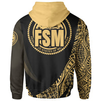 Federated States of Micronesia Zip Hoodie Gold Polynesian Patterns Sport Style - Polynesian Pride