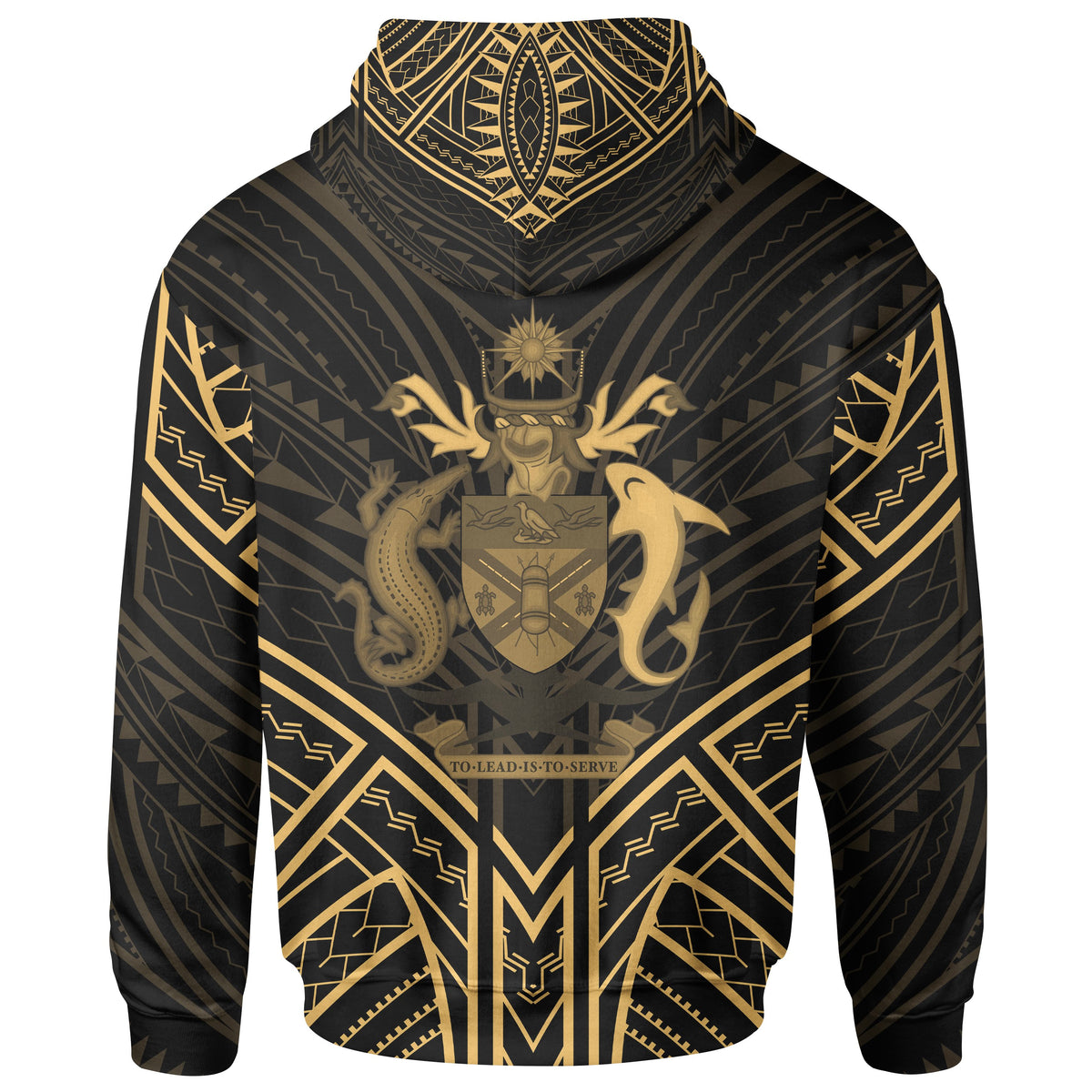 Solomon Islands Zip Hoodie Solomon Islands Seal Gold Tribal Patterns - Polynesian Pride