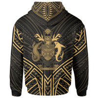 Solomon Islands Zip Hoodie Solomon Islands Seal Gold Tribal Patterns - Polynesian Pride