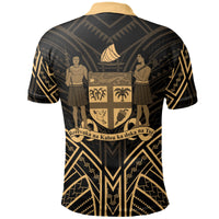 Fiji Polo Shirt Viti Seal Gold Tribal Patterns - Polynesian Pride