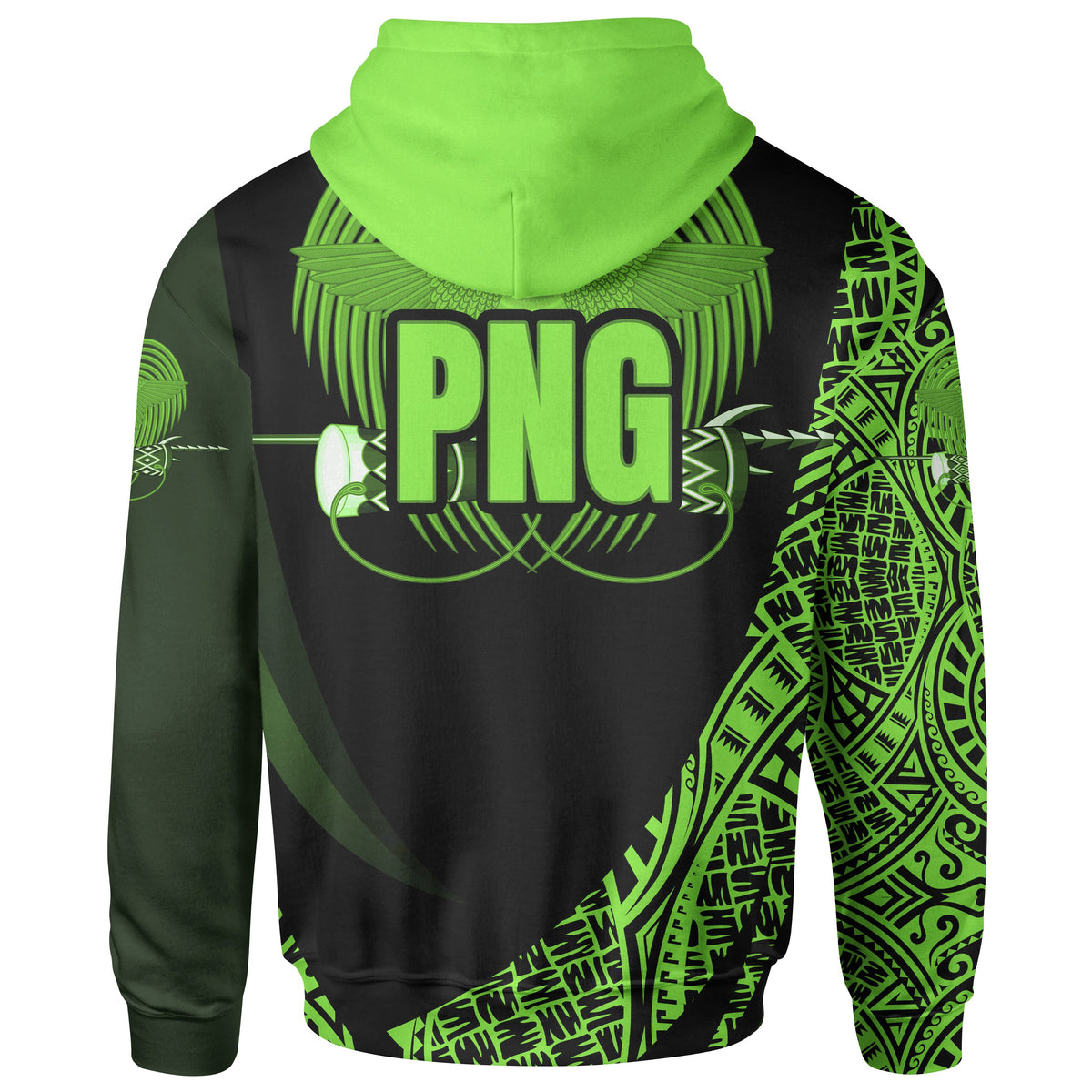 Papua New Guinea Hoodie Green Polynesian Patterns Sport Style - Polynesian Pride