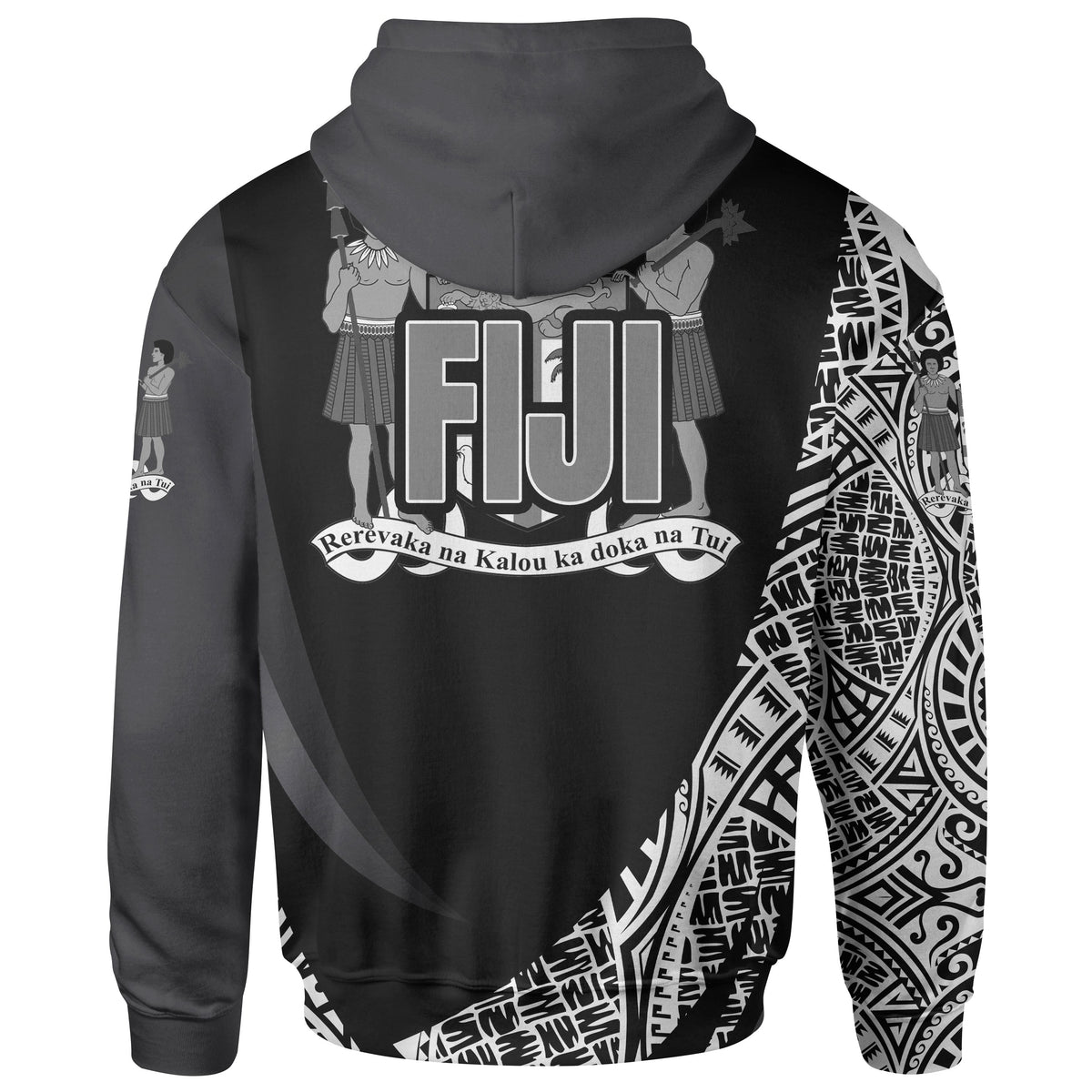 Fiji Zip Hoodie White Polynesian Patterns Sport Style - Polynesian Pride