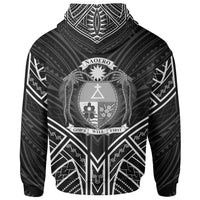 Nauru Zip Hoodie Nauru Seal Black Tribal Patterns - Polynesian Pride