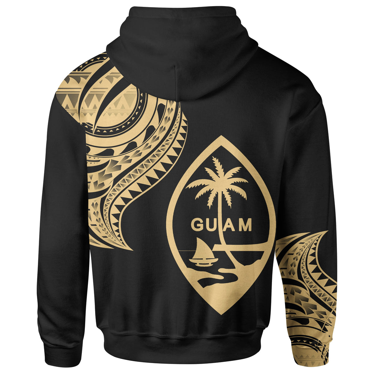 Guam Zip Hoodie Guam Tatau Gold Patterns - Polynesian Pride