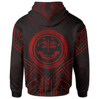 Federated States of Micronesia Zip Hoodie Federated States of Micronesia Seal Red Tribal Patterns - Polynesian Pride