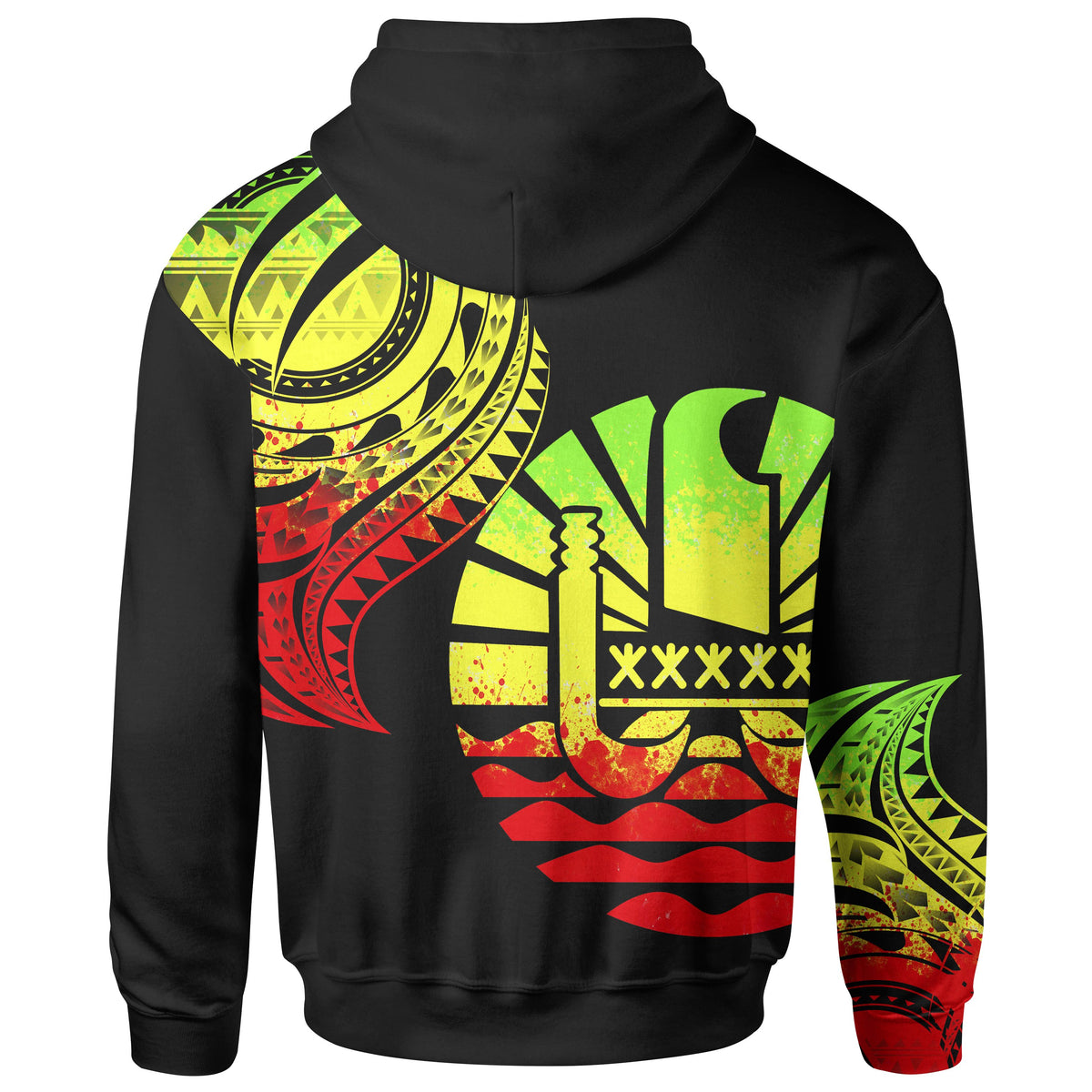 Tahiti Zip Hoodie Tahiti Tatau Reggae Patterns - Polynesian Pride