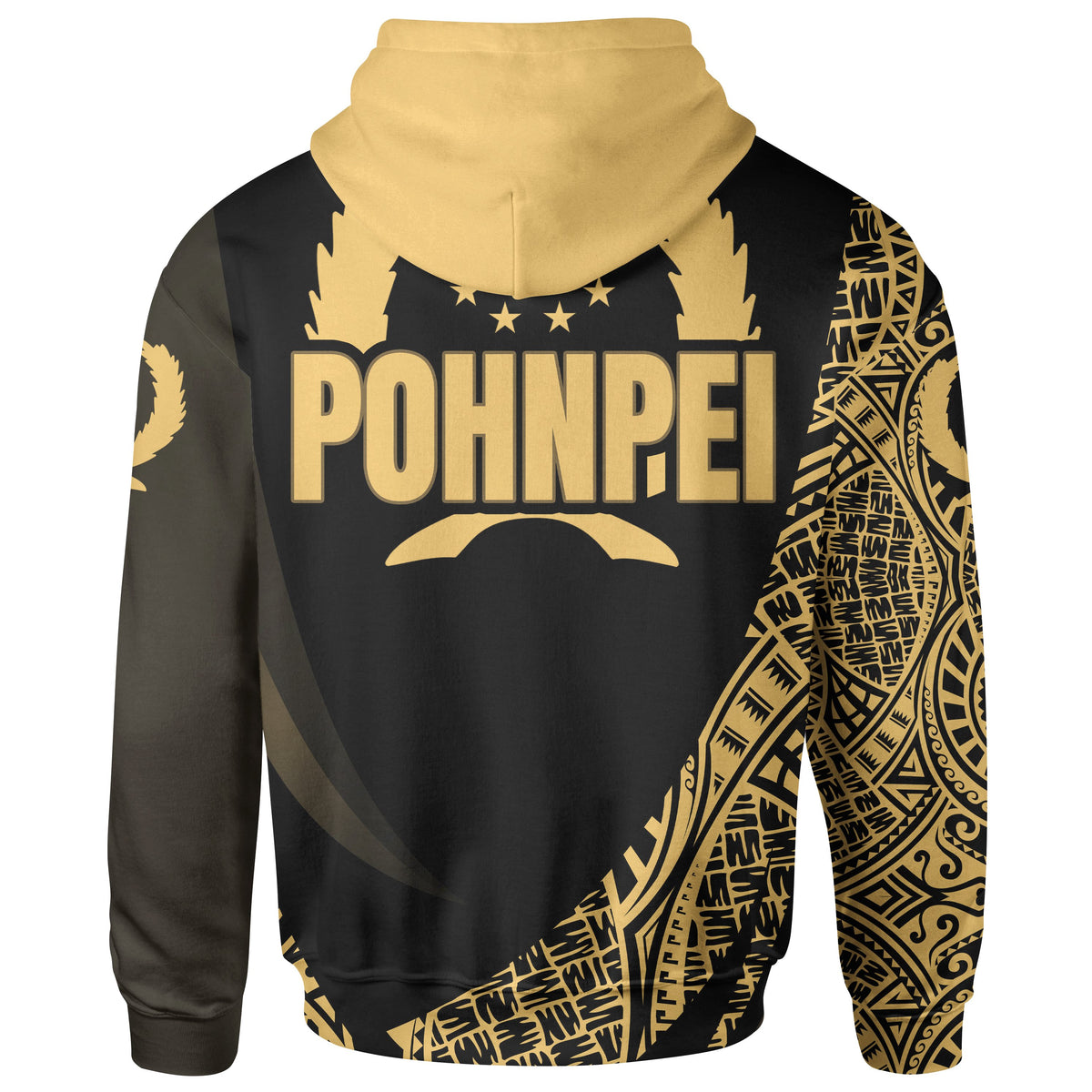 Pohnpei State Hoodie Gold Polynesian Patterns Sport Style - Polynesian Pride
