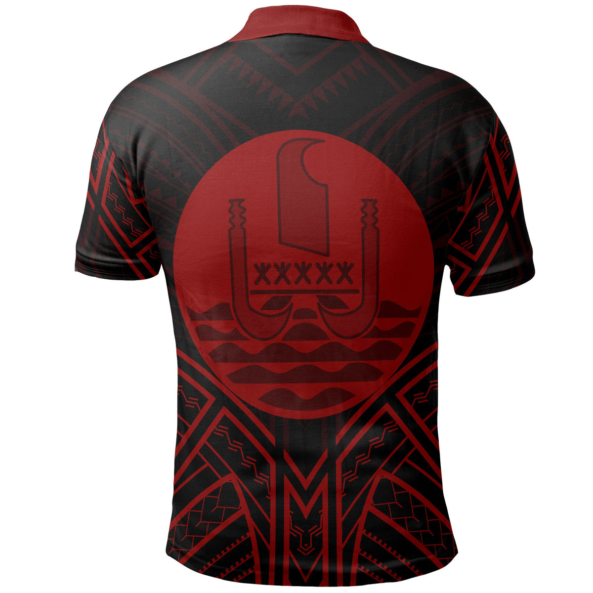 French Polynesia Polo Shirt French Polynesia Seal Red Tribal Patterns - Polynesian Pride