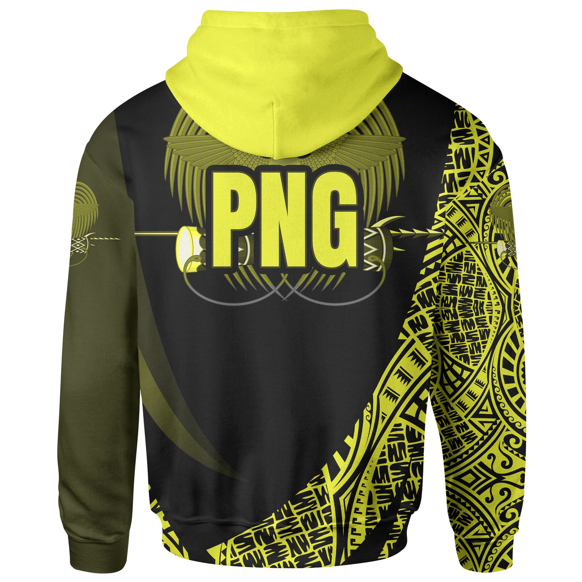 Papua New Guinea Hoodie Yellow Polynesian Patterns Sport Style - Polynesian Pride