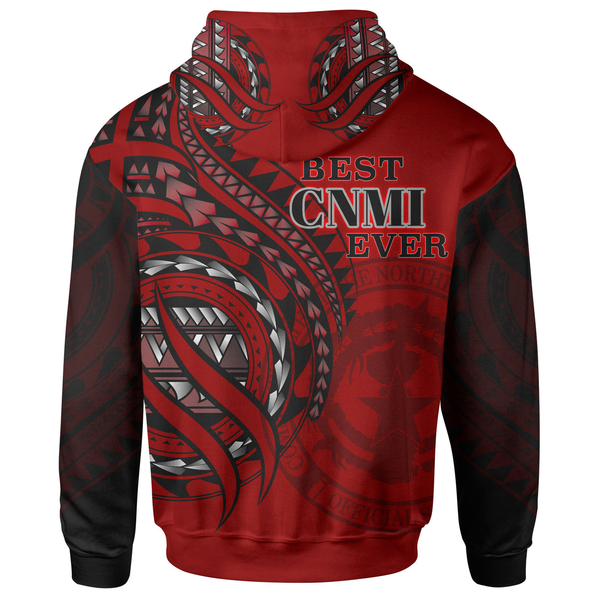 Northern Mariana Islands Hoodie Red Polynesian Patterns Best CNMI Ever - Polynesian Pride