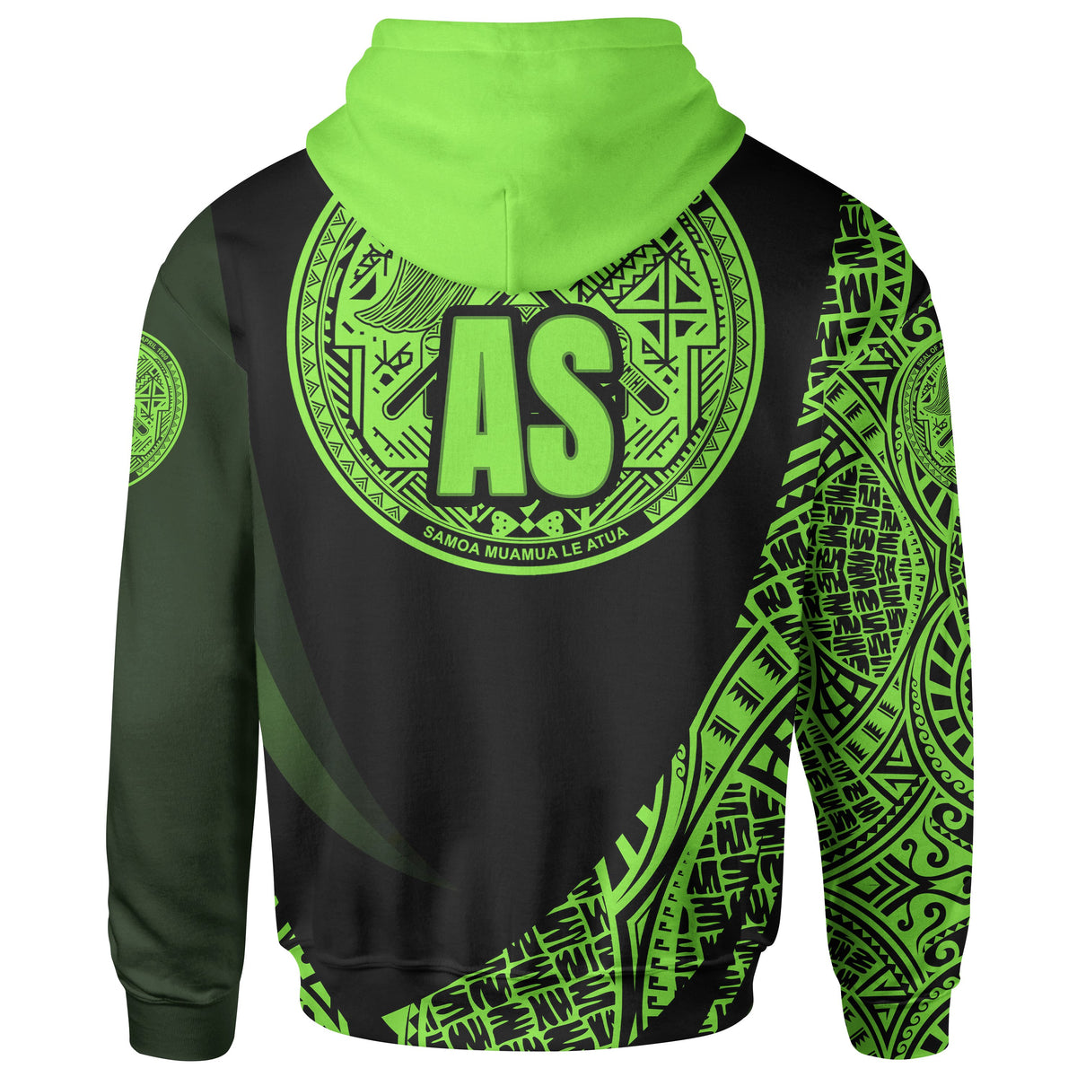 American Samoa Hoodie Green Polynesian Patterns Sport Style - Polynesian Pride