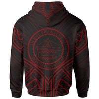 Palau Hoodie Palau Seal Red Tribal Patterns - Polynesian Pride