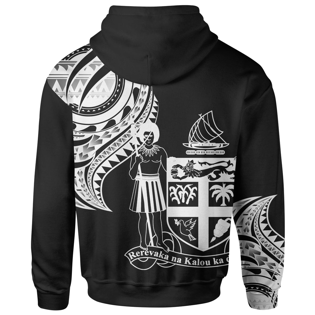 Fiji Zip Hoodie Fiji Tatau Patterns - Polynesian Pride