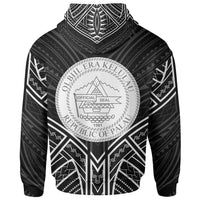 Palau Zip Hoodie Palau Seal Black Tribal Patterns - Polynesian Pride