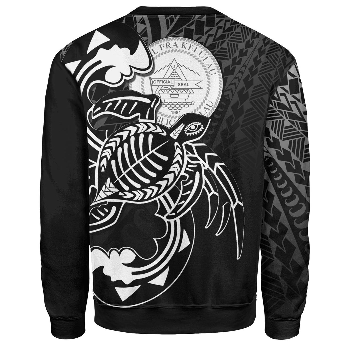 Palau Sweatshirt - Turtle With Polynesian Waves - Polynesian Pride
