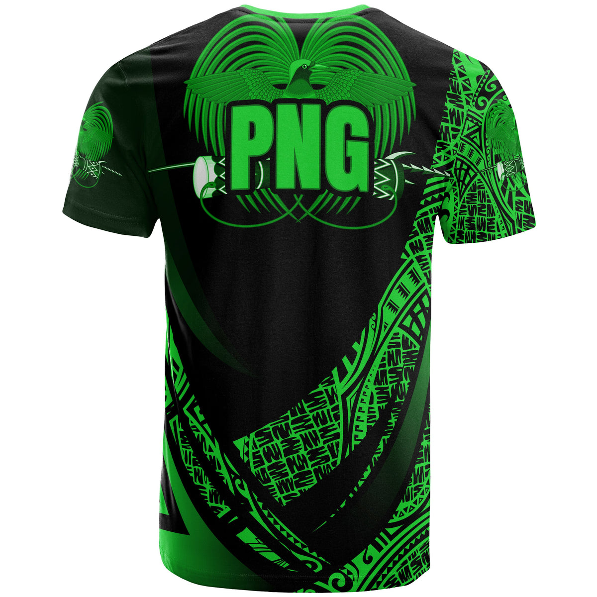 Papua New Guinea T Shirt Green Polynesian Patterns Sport Style - Polynesian Pride