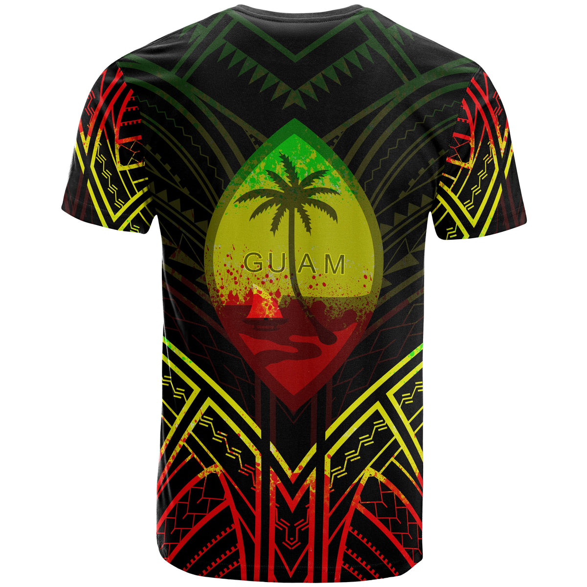 Guam T Shirt Guam Seal Tribal Reggae Color Patterns - Polynesian Pride