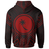 Chuuk State Hoodie Chuuk State Seal Red Tribal Patterns - Polynesian Pride