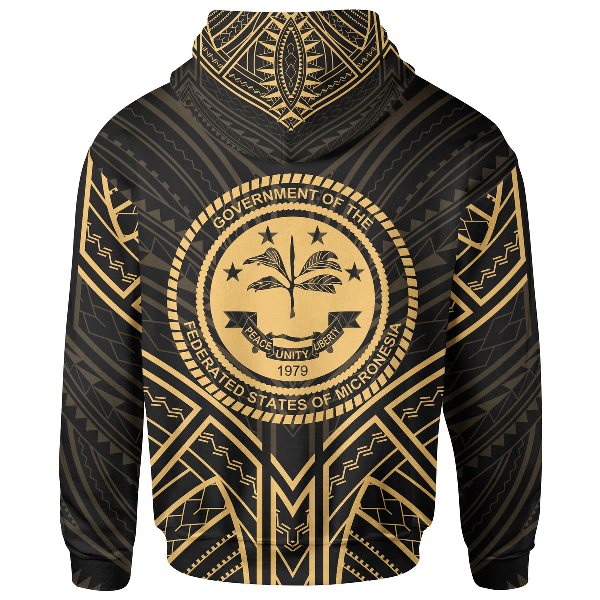 Federated States of Micronesia Zip Hoodie Federated States of Micronesia Seal Gold Tribal Patterns - Polynesian Pride