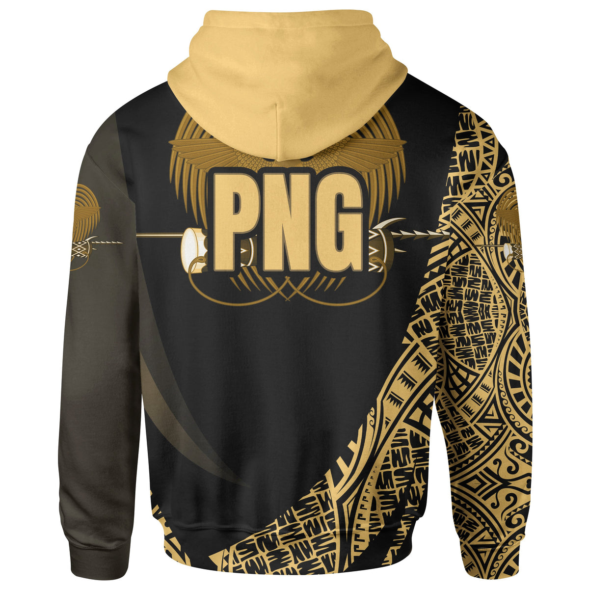 Papua New Guinea Hoodie Gold Polynesian Patterns Sport Style - Polynesian Pride