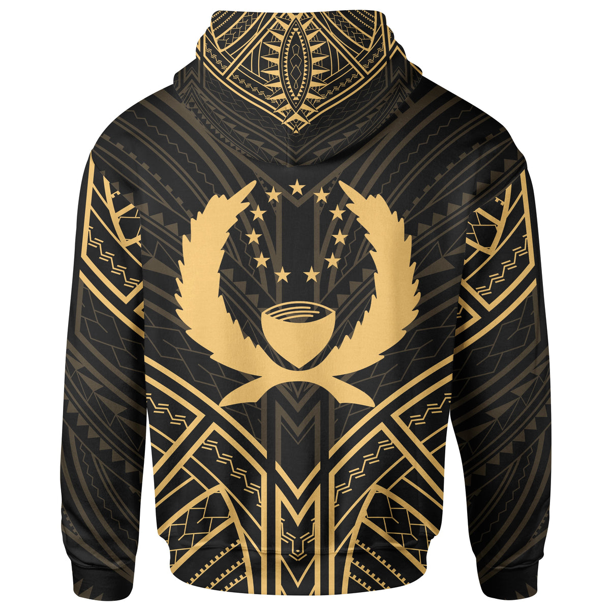 Pohnpei State Hoodie Pohnpei State Seal Gold Tribal Patterns - Polynesian Pride