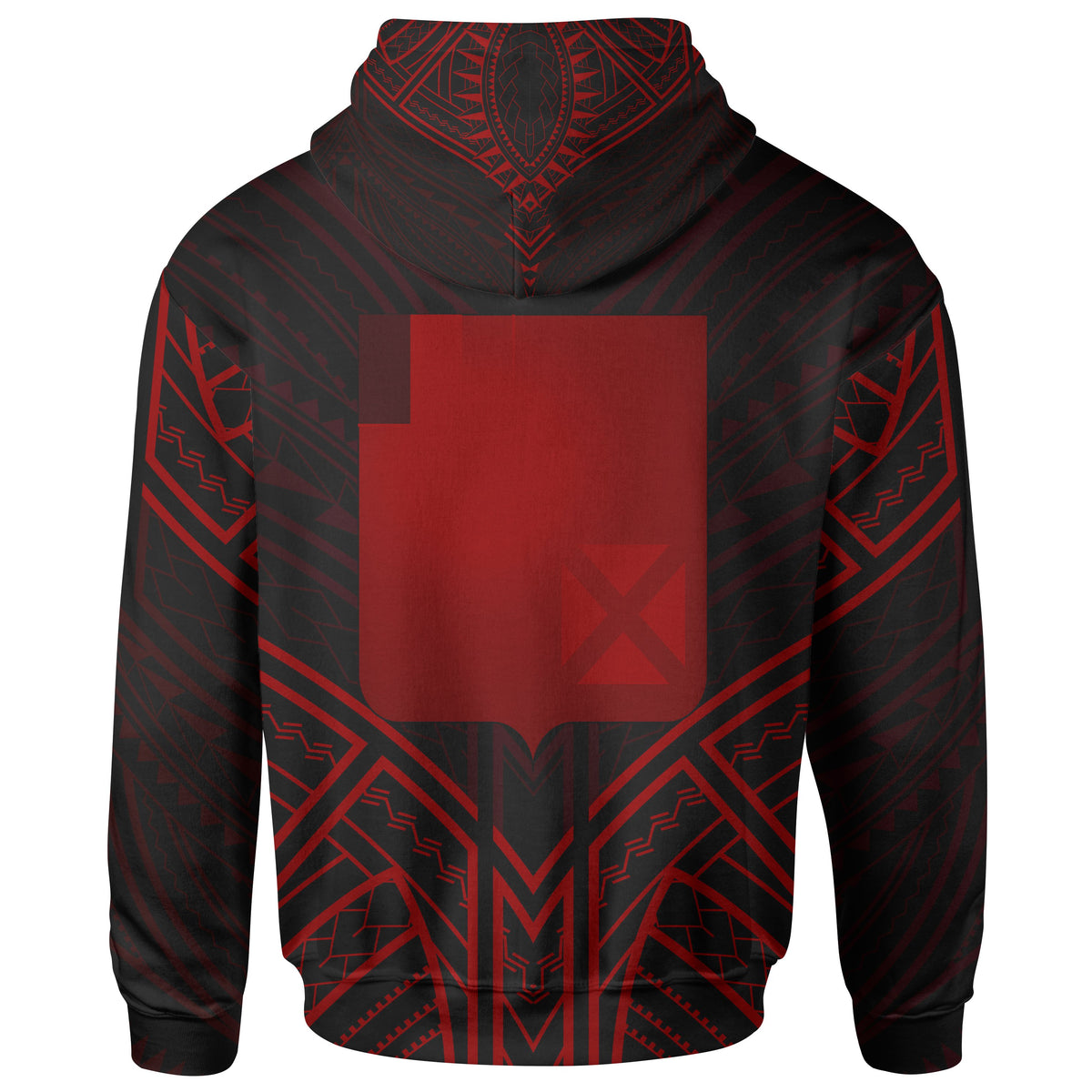 Wallis & Futuna Hoodie Wallis & Futuna Seal Red Tribal Patterns - Polynesian Pride