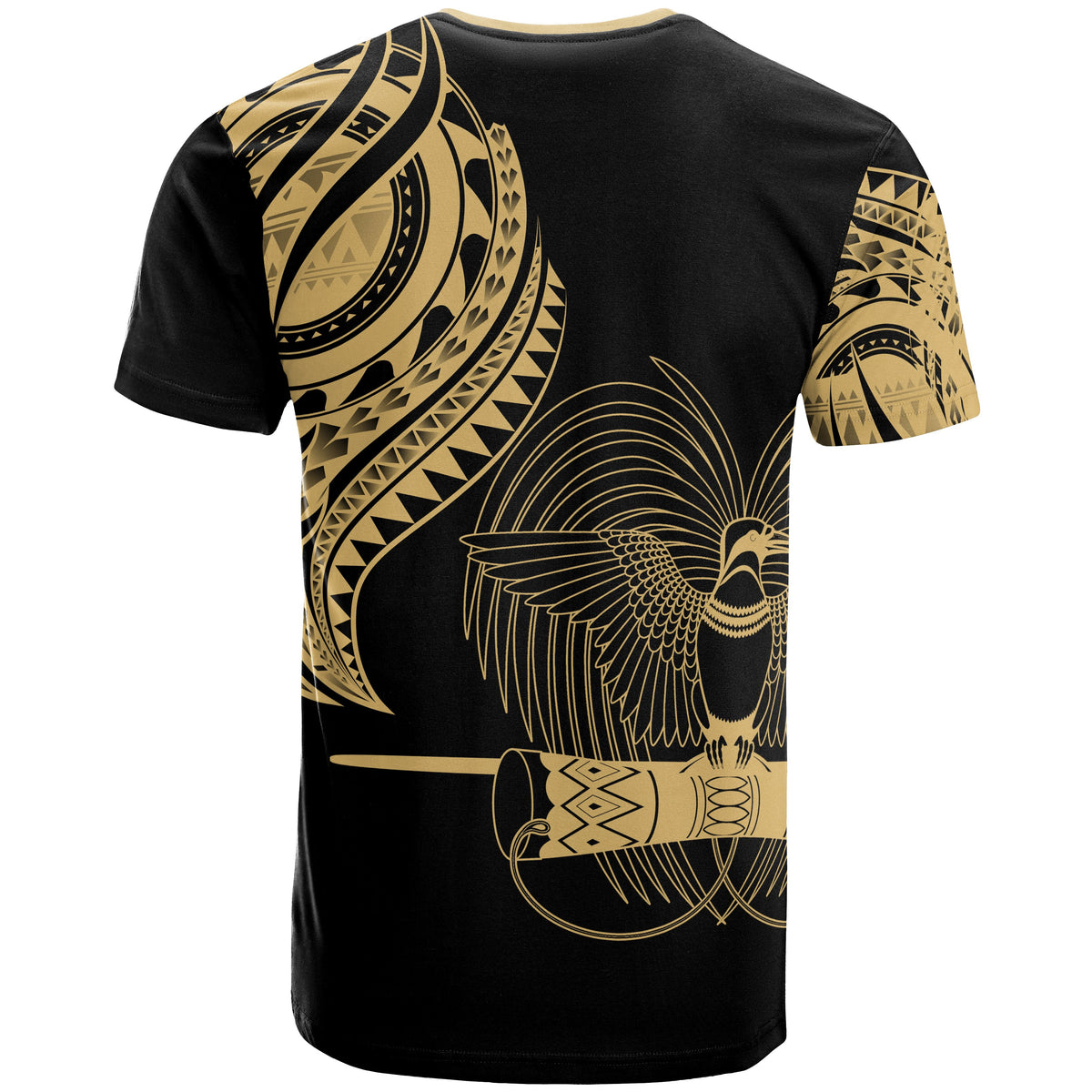 Papua New Guinea Custom T Shirt Papua New Guinea Tatau Gold Patterns - Polynesian Pride