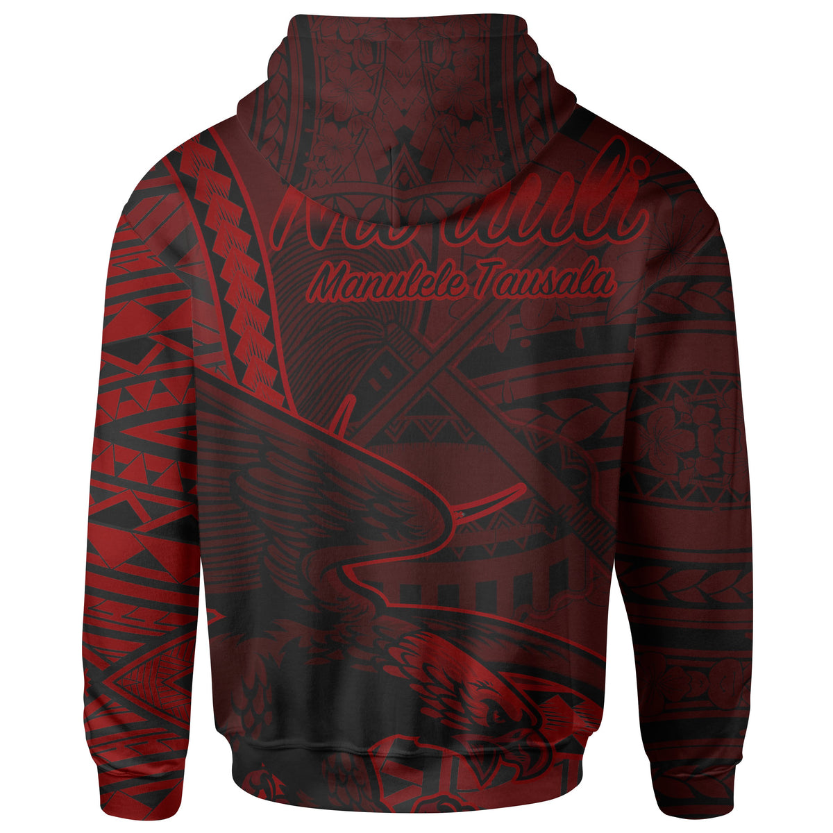 American Samoa Hoodie Nuuuli Polynesian Red Patterns - Polynesian Pride