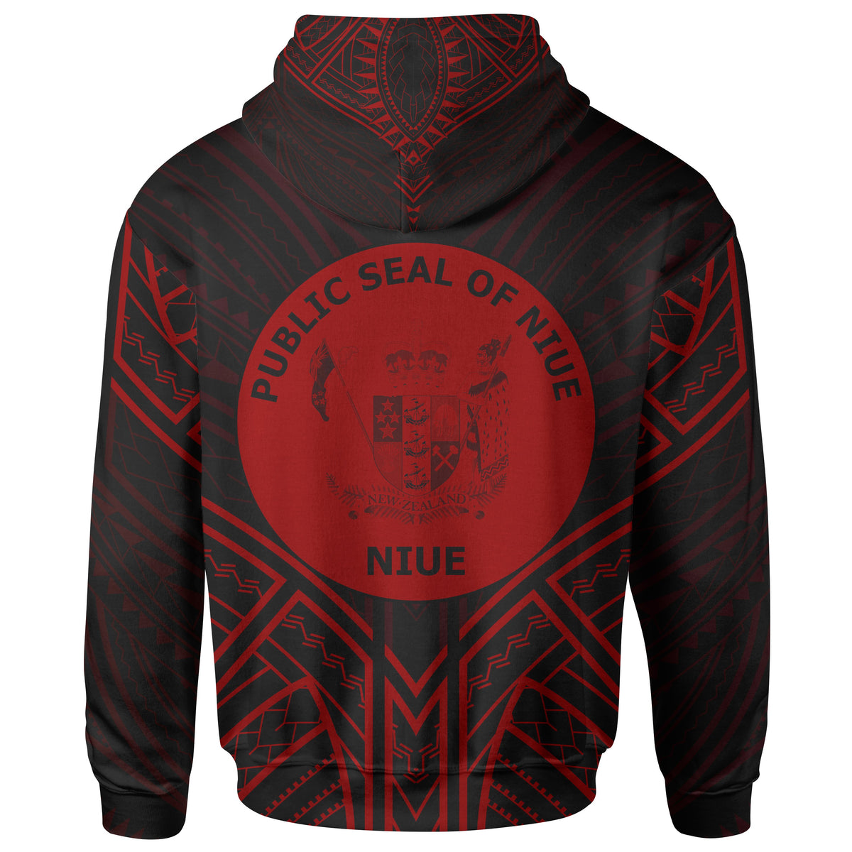 Niue Hoodie Niue Seal Red Tribal Patterns - Polynesian Pride