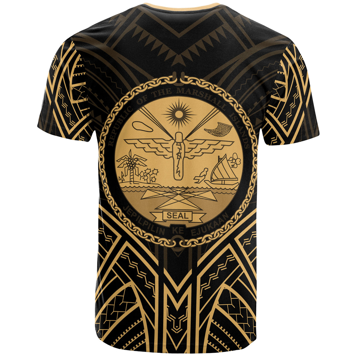 Marshall T Shirt Marshall Seal Tribal Gold Color Patterns - Polynesian Pride