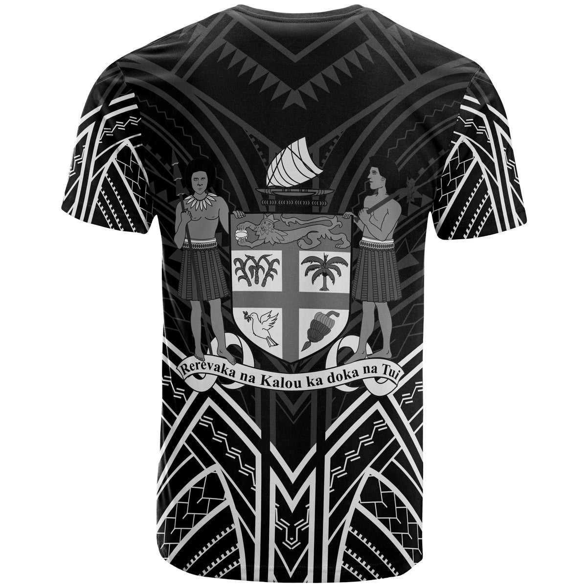Fiji T Shirt Fijian Seal Tribal Black Color Patterns - Polynesian Pride