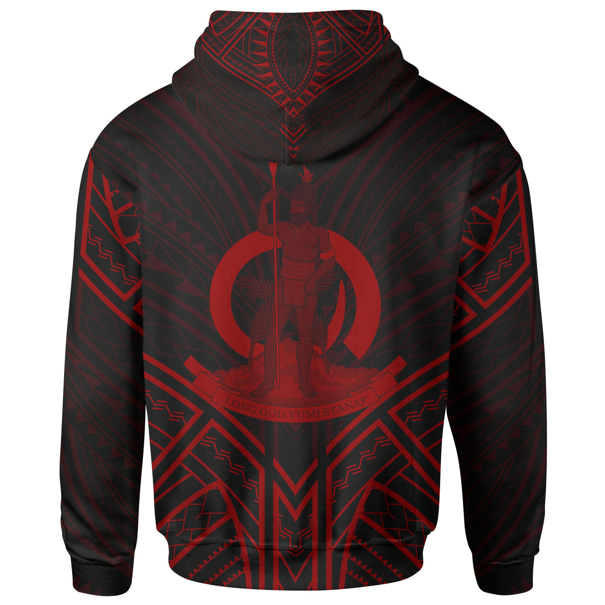 Vanuatu Hoodie Vanuatu Seal Red Tribal Patterns - Polynesian Pride