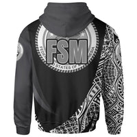 Federated States of Micronesia Zip Hoodie White Polynesian Patterns Sport Style - Polynesian Pride