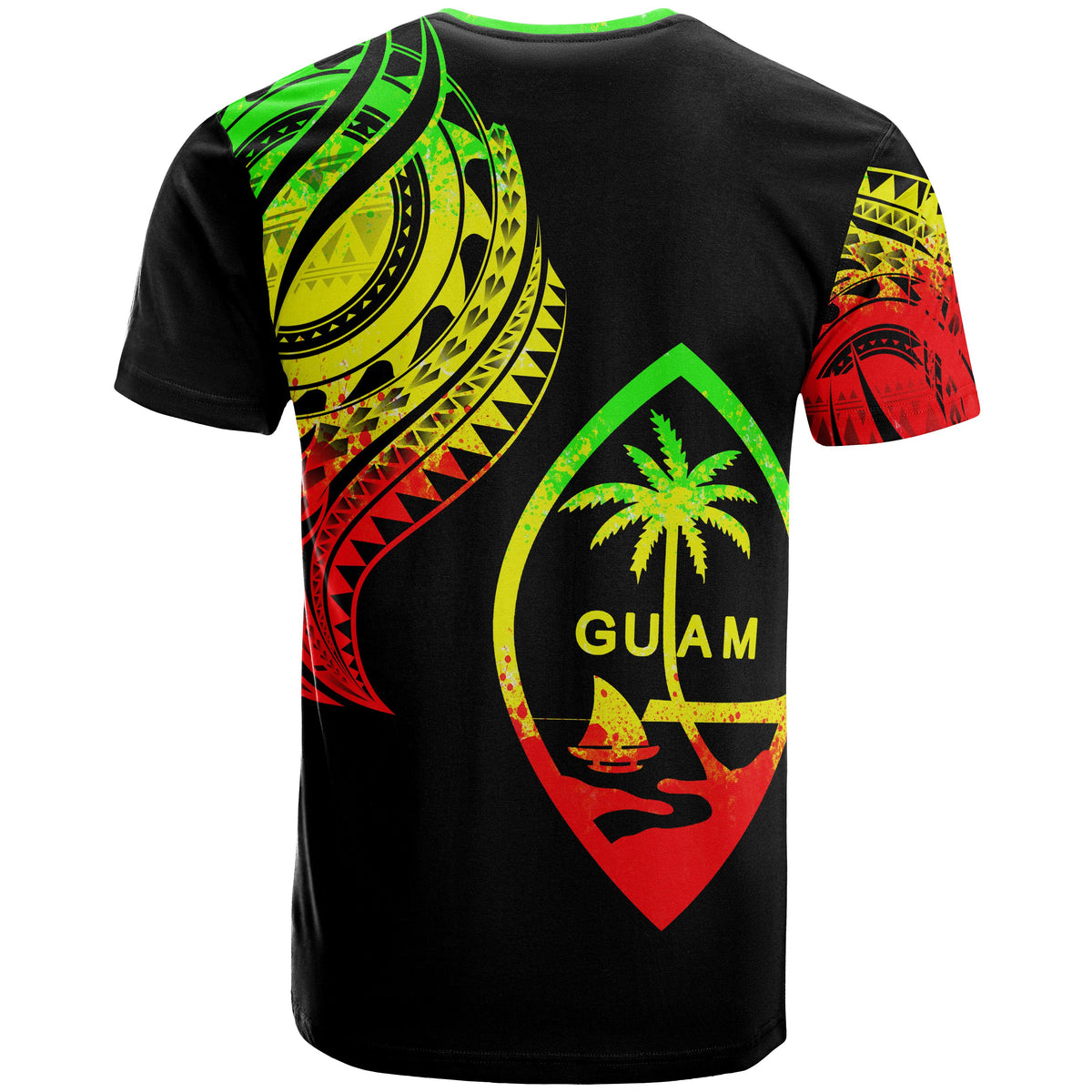 Guam T Shirt Guam Tatau Reggae Patterns With Coat of Arms - Polynesian Pride