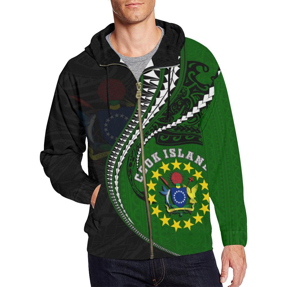 Cook Island Hoodie Kanaloa Tatau Gen Ck (Zip) Unisex Black - Polynesian Pride