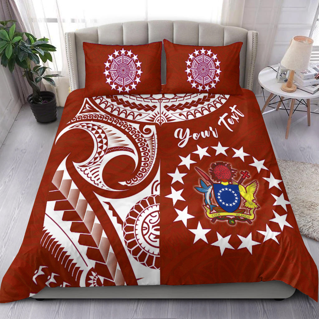 (Custom Personalised) Cook Islands Tatau Bedding Set Symbolize Passion Stars Version Red LT13 - Polynesian Pride