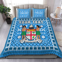 (Custom Personalised) Fiji Bedding Set Pattern - Fijian Tapa Pattern Blue LT13 - Polynesian Pride