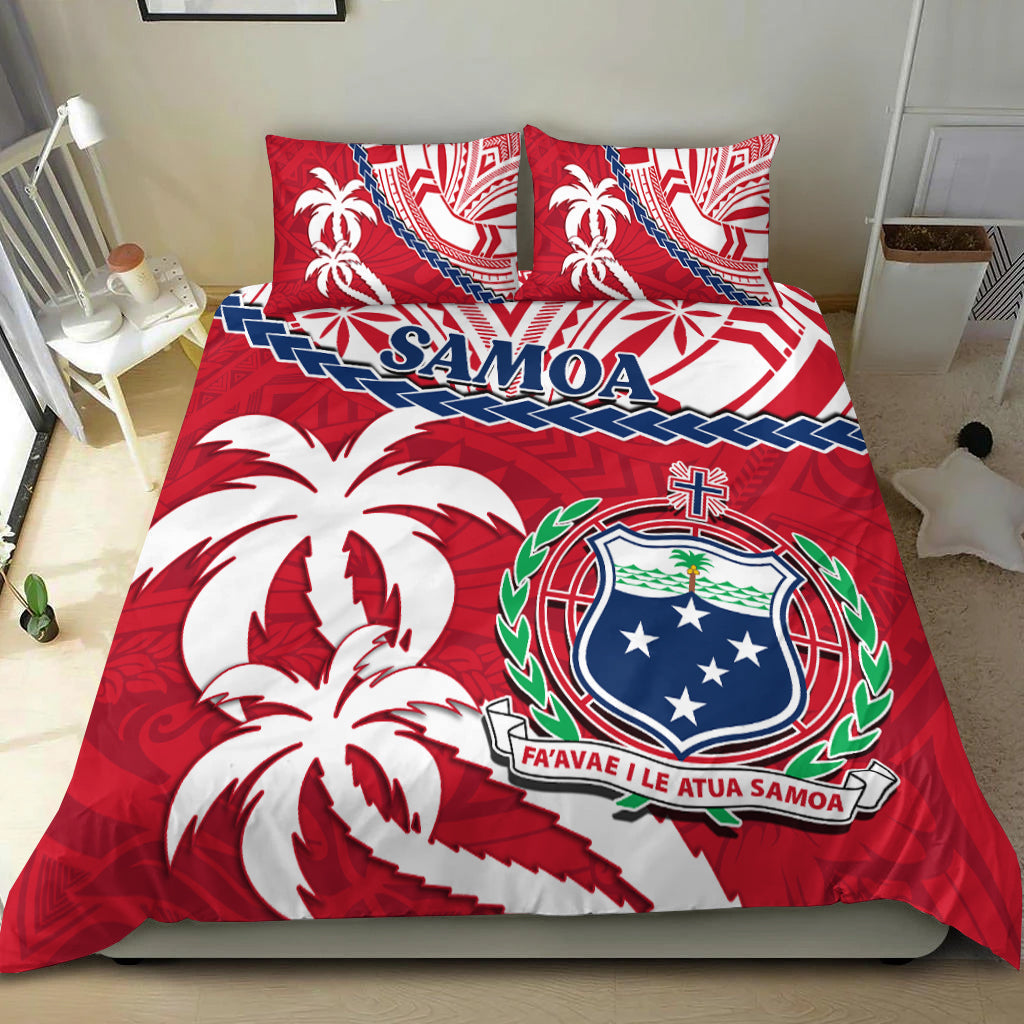 Samoa Bedding Set Samoan Coat Of Arms With Coconut Red Style LT14 Red - Polynesian Pride
