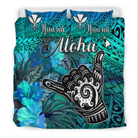 The Shaka Hawaii Bedding Set Tropical Flowers Blue Version LT13 - Polynesian Pride
