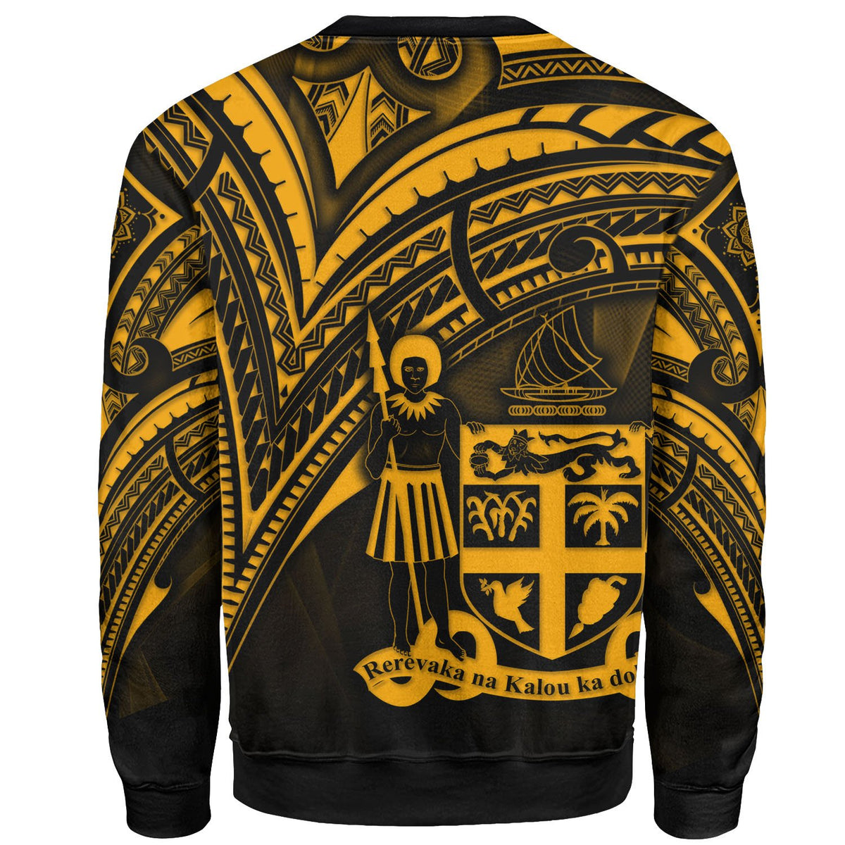 Fiji Sweatshirt - Cross Style Gold Color - Polynesian Pride