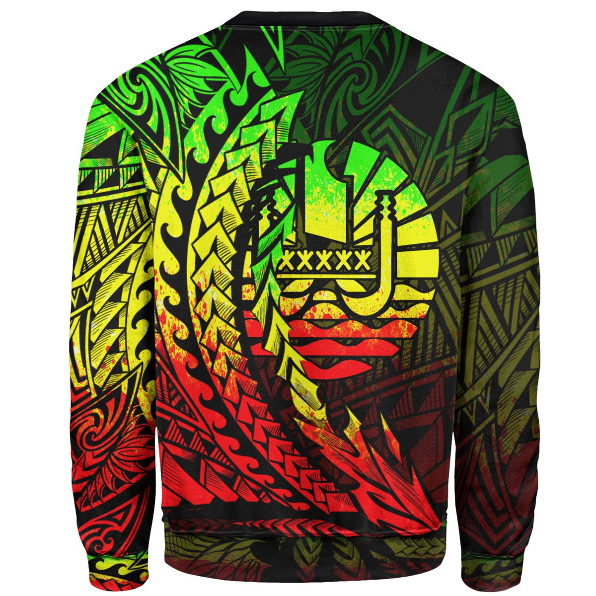 French Polynesia Sweatshirt - Wings Style Reggae Color - Polynesian Pride