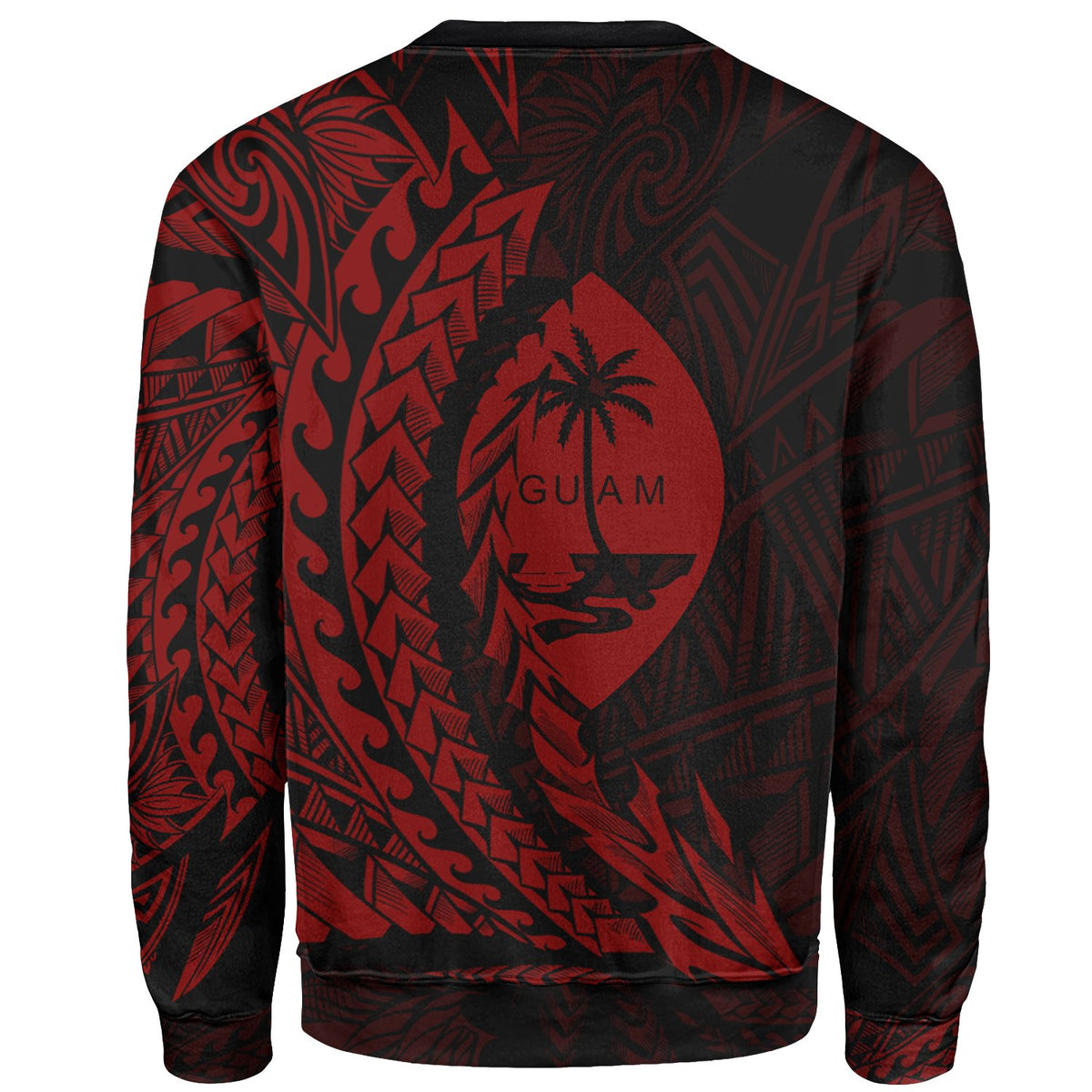 Guam Sweatshirt - Wings Style Red Color - Polynesian Pride