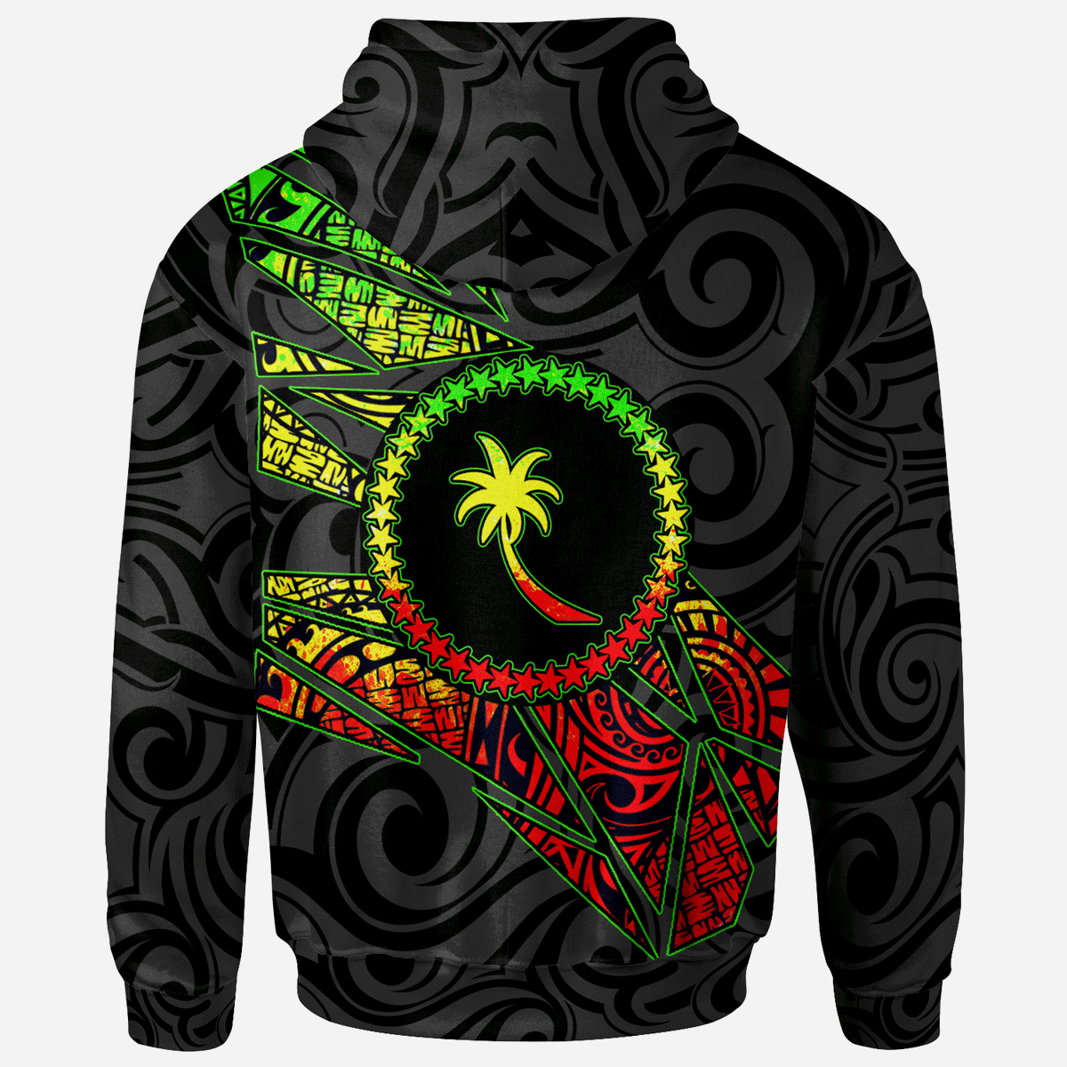 Chuuk States All Over Hoodie Reggae Color Broken Style - Polynesian Pride