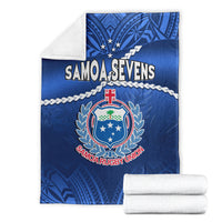 Samoa Rugby Premium Blanket Manu Samoa Polynesian Hibiscus Blue Style Ver.02 LT14 - Polynesian Pride