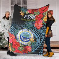 Federated States of Micronesia Premium Blanket Hibiscus Flowers FSM Seal Polynesian LT14 - Polynesian Pride