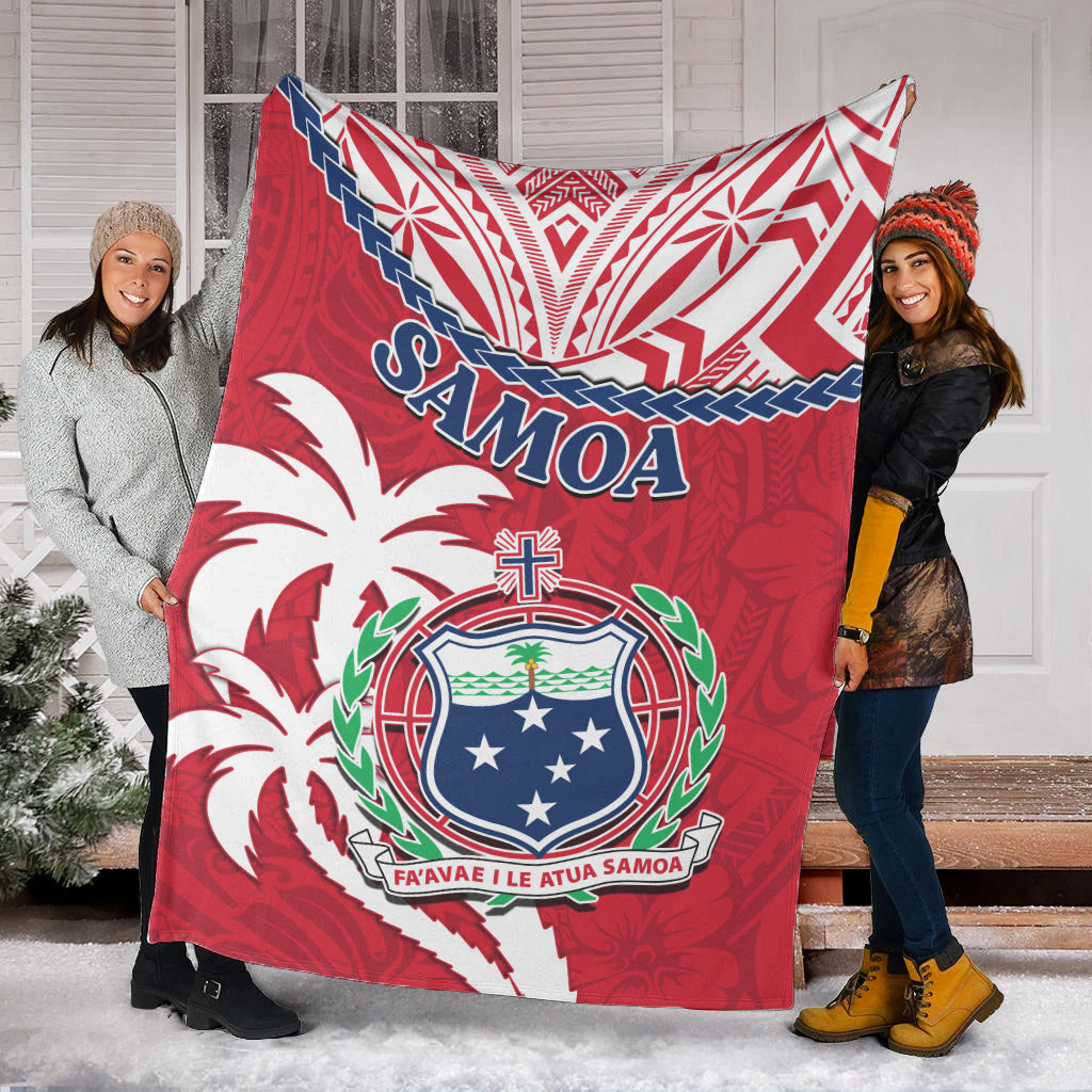 Samoa Premium Blanket Samoan Coat Of Arms With Coconut Red Style LT14 - Polynesian Pride