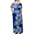 Samoa Off Shoulder Long Dress Hibiscus Unique Style - Blue LT7 - Polynesian Pride