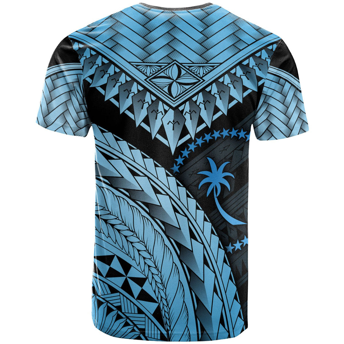 Chuuk T Shirt Blue Polynesian Necklace and Lauhala - Polynesian Pride