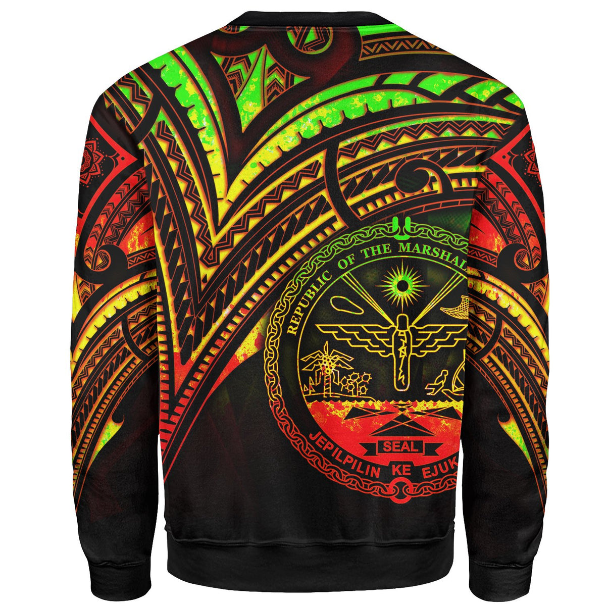 Marshall Islands Sweatshirt - Cross Style Reggae Color - Polynesian Pride