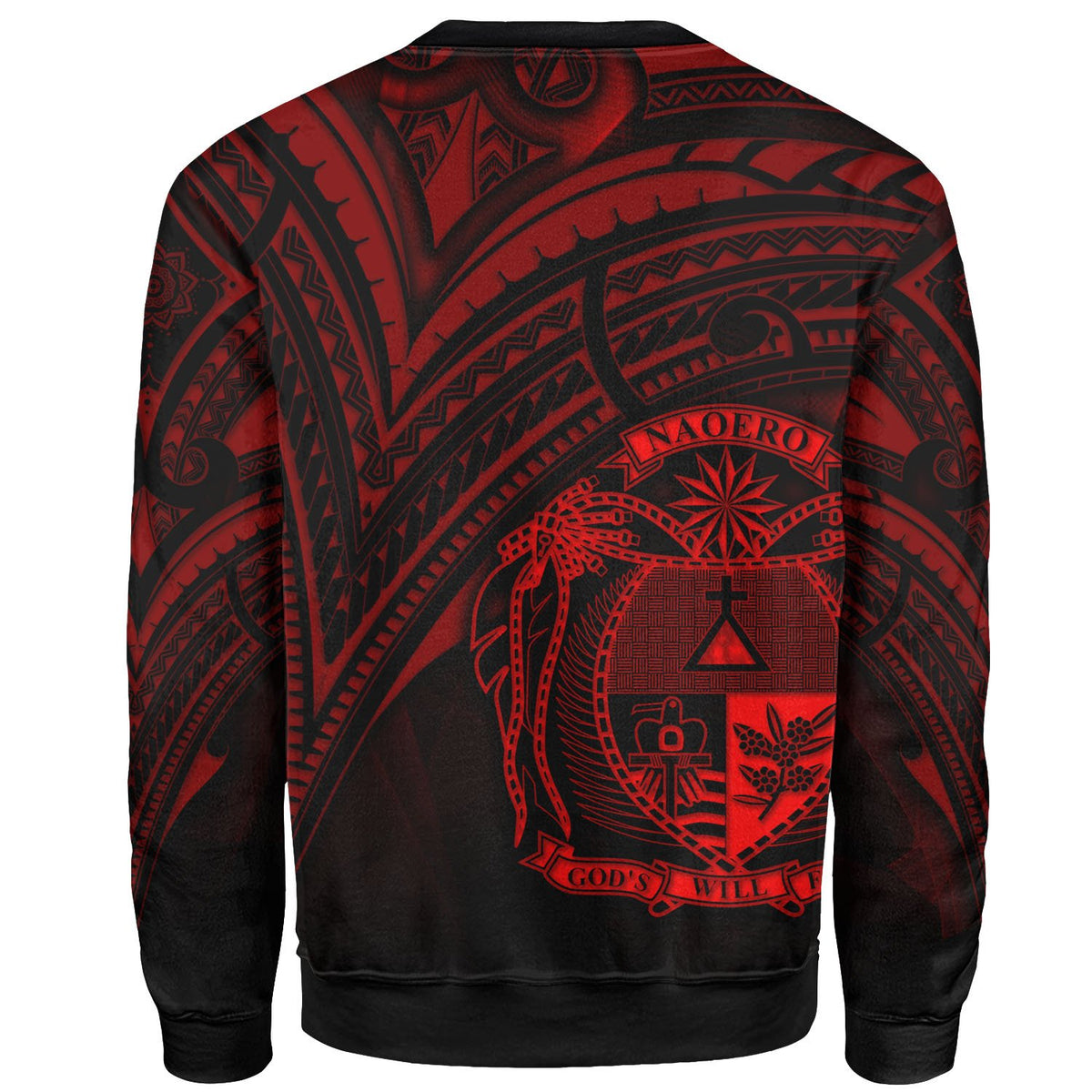 Nauru Sweatshirt - Cross Style Red Color - Polynesian Pride